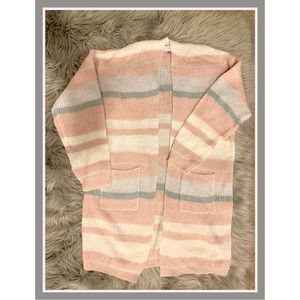 open front cardigan ~ cute ~ stripped ~ new ~ medium ~ cozy sweater 🌸